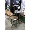 Image 1 : DARK WOOD AND METAL DRAFTING STOOL WITH WRITERS TASK TABLE LAMP