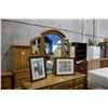 Image 2 : OAK 8 DRAWER MIRRORED DRESSER WITH 2 NIGHT STANDS