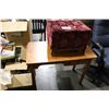 Image 1 : SEWING TABLE AND A SEWING BOX WITH CONTENTS