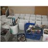 Image 2 : LARGE LOT OF MISC NAILS AND HARDWARE IN BINS, INCLUDING SHOWCASE MISC ITEMS AND MORE