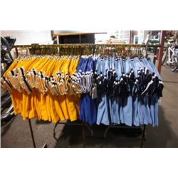 RACK OF ASSORTED SOCCER TEAM JERSEYS