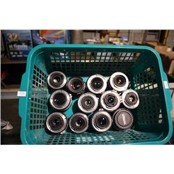 BIN OF ASSORTED CAMERA LENSES