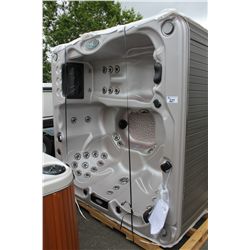 CAL SPAS ESCAPE SERIES HOT TUB WITH QUARTZ INTERIOR AND 7.5' PREFERRED MIST CABINET C/W