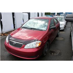 2005 TOYOTA COROLLA, 4 DOOR SEDAN, RED, VIN # 2T1BR32E55C864516