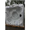 Image 1 : CAL SPAS AQUA SERIES HOT TUB WITH SNOW WHIT INTERIOR AND PREFERRED MIST 7.5' CABINET C/W