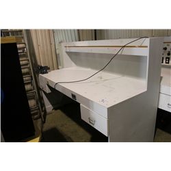 WHITE 2 DOOR POWERED WORK BENCH WITH VICE