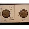 Image 2 : 2- Buffalo Nickels 1914-S ? Acid Treated, 1924 Good Date
