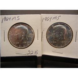 2-1964 Kennedy Half Dollars MS