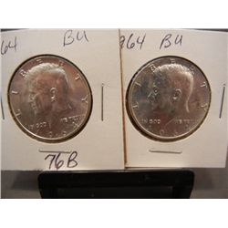 2-1964 Kennedy Half Dollars BU