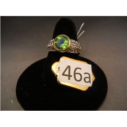 14k Gold Ring w/ CZ and Peridot Stone