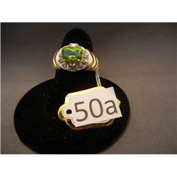 14k Gold Ring w/ CZ and Peridot Stone