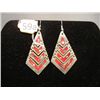 Image 1 : Abalone and Red Enamle Alpaca, Mexico Earrings