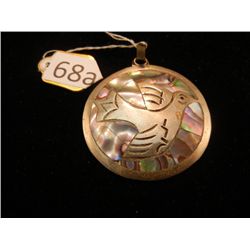 Dove and Abalone Shell Inlay Pendant, Made in Mexico