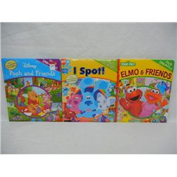 3 First Look and Find Books: Pooh and Friends, Blue's Clues, and Elmo and Friends