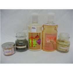 Bath & Body Works Gingerbread Spice Lotion and Sweet Pea Shower Gel, Slatkin & Co. Cranberry Pear Ca