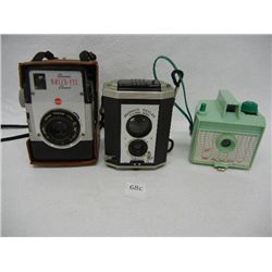 Kodak Brownie Bull's Eye Camera w/ Case, Savoy Camera, and Kodak Brownie Reflex Synchro Model Camera