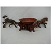 Image 2 : 2 Cast Iron Horses, 1 Broken Leg on both, and Red Cast Iron Elephant Bowl, broken trunk