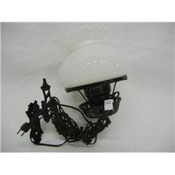 Black Cast Iron Wall Mounted Light w/ Milk Glass Globe