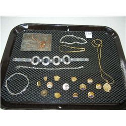 Misc. Fashion Jewelry: Bracelets, Belt Buckle, Am.Vets Cufflinks