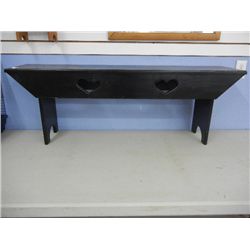 Black Wooden Bench w/ Heart Cut Outs