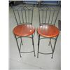 Image 1 : Pair of Wood and Wrought Iron Bar Stools