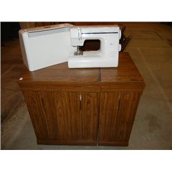 Sewing Machine Cabinet w/ New Home Sewing Machine