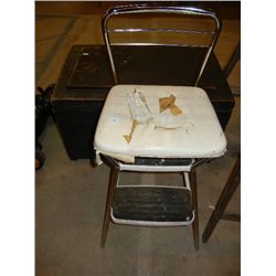 White Vinyl Bottom Bar Stool, Rough Condition