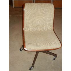 Wood and Upholstered Swivel Chair