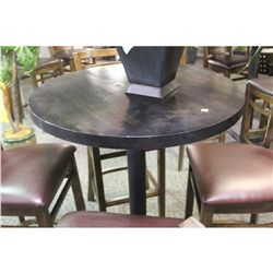 30" ROUND DARK WOOD BAR HEIGHT TABLE