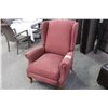 Image 1 : BURGANDY WINGBACK RECLINING LOUNGE CHAIR