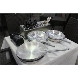 CONTENTS OF TABLE TOP, PANS AND CUTLERY