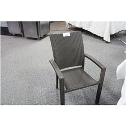 DARK BROWN RATTAN PATIO CHAIR WITH ARMS