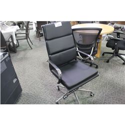 BLACK LEATHER SLIM DESIGN HIBACK EXECUTIVE CHAIR