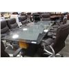 Image 1 : 10' CUSTOM MADE GLASS TOP BOARDROOM TABLE