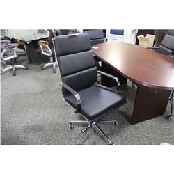 BLACK LEATHER SLIM DESIGN HIBACK EXECUTIVE CHAIR