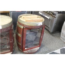 OAK BARREL DISPLAY CABINET