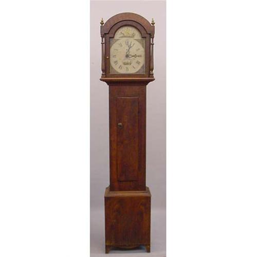 DECORATED GRANDFATHER'S CLOCK. Works are signed "S. Hoadley, Plymouth