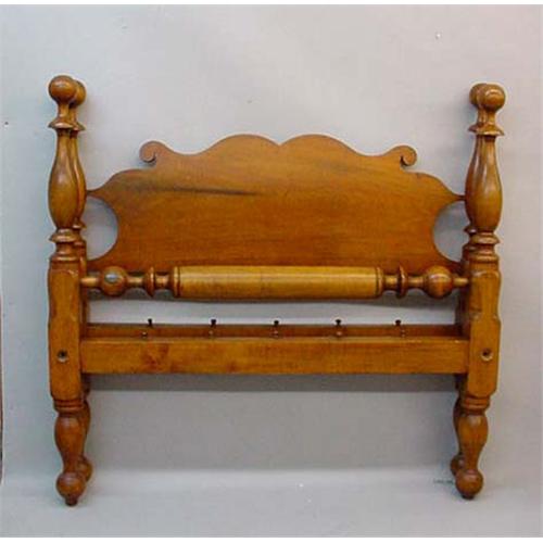 CANNONBALL ROPE BED. Refinished maple with large, wellturned posts