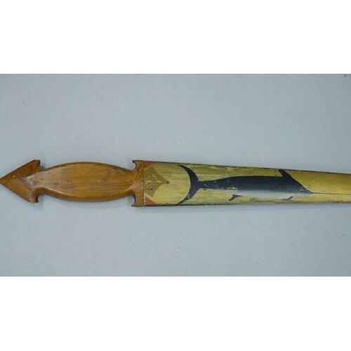 FOLK ART SWORD. Sword made from the bill of a swordfish with a carved