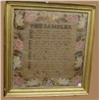 Image 1 : SAMPLER ON LINEN. Silk thread for verse and signature "Alice Drinkwater's Work" Wool petit point …