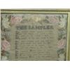 Image 2 : SAMPLER ON LINEN. Silk thread for verse and signature "Alice Drinkwater's Work" Wool petit point …
