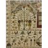 Image 3 : SAMPLER ON LINEN. Unusual format with most of the area covered with cross-stitch images including…