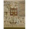 Image 4 : SAMPLER ON LINEN. Unusual format with most of the area covered with cross-stitch images including…