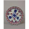 Image 1 : THREE PLATES. Two are stick spatter with differing floral designs in red, green, and flow blue (o…
