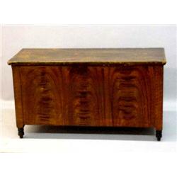 DECORATED BLANKET CHEST. Attributed to eastern Ohio. Poplar and pine with the original red over y…