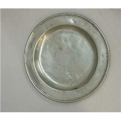 LARGE PEWTER CHARGER. Touchmarks for "Townsend & Compton, London". Hammered bouge and a raised ri…