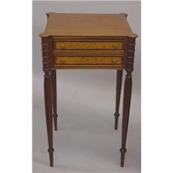 PAIR OF SHERATON STYLE TWO-DRAWER STANDS. Beautifully made reproductions with some age. Delicate …