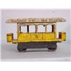 Image 2 : THREE TOYS. Tin windup train engine. Red and yellow lithograph designs. A few dents, non-working.…