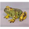 Image 1 : ADVERTISING BRASS FROG. Original green and yellow paint. Underside is stamped with an address in …