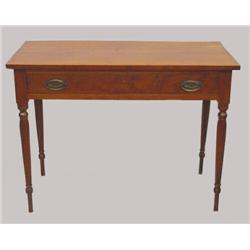 SHERATON STYLE DRESSING TABLE. Cherry with pine and poplar. Legs have ring turnings and fine reed…